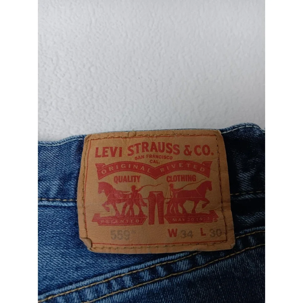 Levi Strauss 559‎ Jeans Mens W34 L30 Blue Medium Wash Relaxed Fit Straight Denim